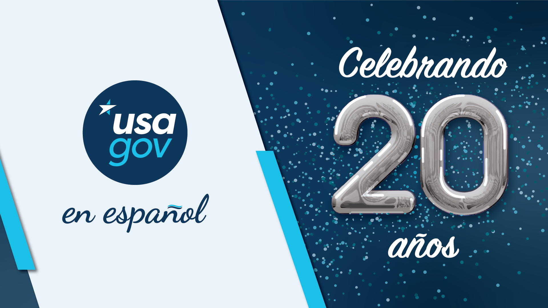 USAGov en Español logo. Text: Celebrando 20 años.